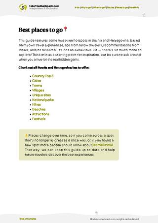 example page 5 from our offline Travel Guide for Bosnia and Herzegovina